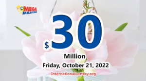 2022年10月18日的Mega Millions开奖结果 – 奖池为3000万美元。