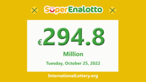 现在，来自超级快乐彩（SuperEnalotto）的彩票奖金达到 €294,800,000，成为世界上第二大奖金。